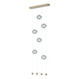Hubbardton Forge 2020 Soft Gold Cool Grey Glass (YL) Standard Abacus 6-Light Ceiling-to-Floor LED Pendant