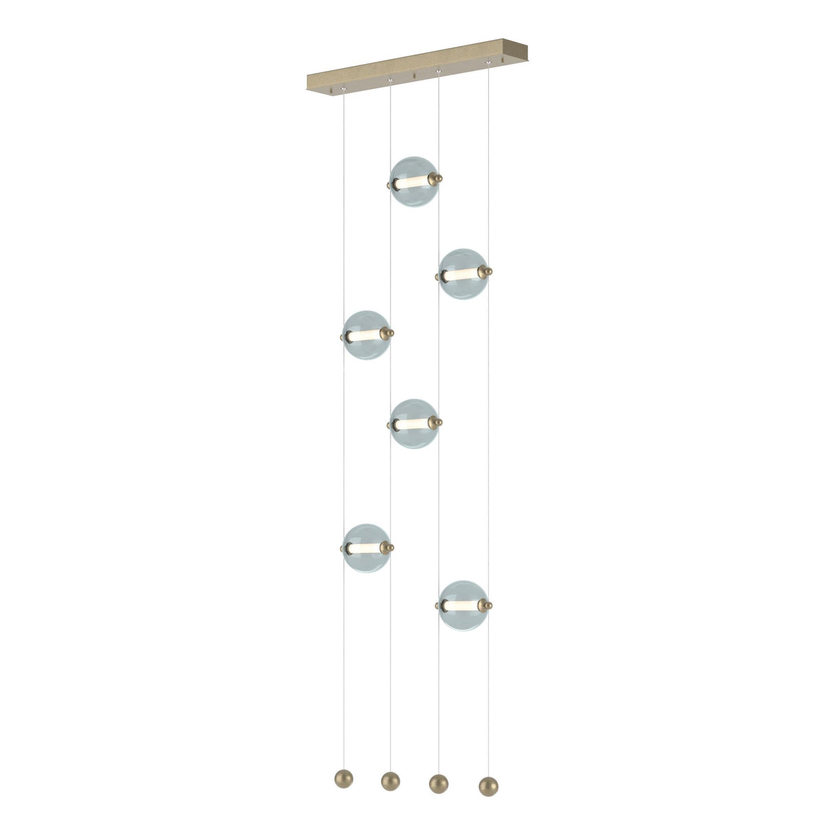 Hubbardton Forge 2020 Soft Gold Cool Grey Glass (YL) Standard Abacus 6-Light Ceiling-to-Floor LED Pendant