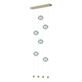 Hubbardton Forge 2020 Soft Gold Cool Grey Glass (YL) Standard Abacus 6-Light Ceiling-to-Floor LED Pendant