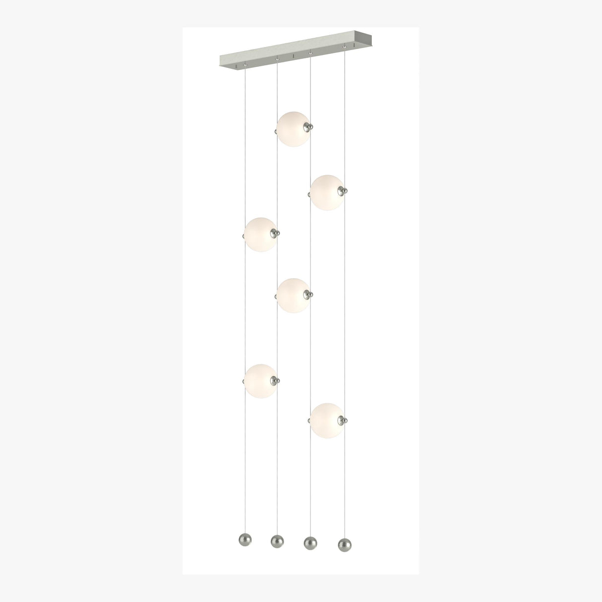 Hubbardton Forge 2020 Sterling Opal Glass (GG) Standard Abacus 6-Light Ceiling-to-Floor LED Pendant