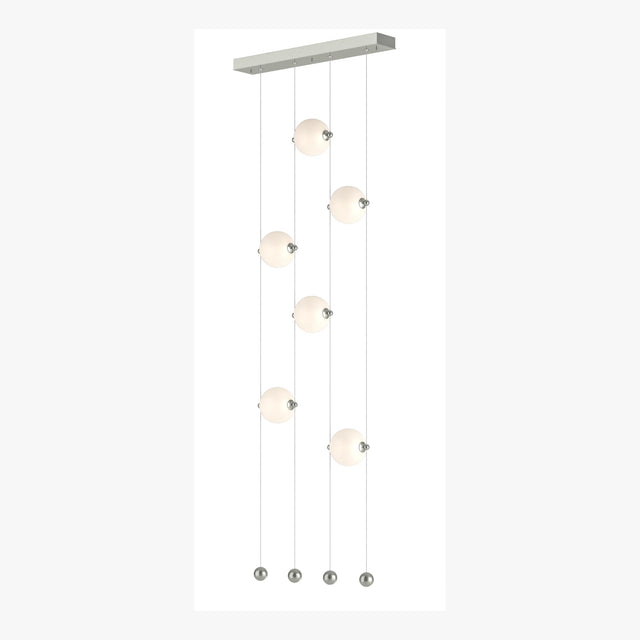 Hubbardton Forge 2020 Sterling Opal Glass (GG) Standard Abacus 6-Light Ceiling-to-Floor LED Pendant