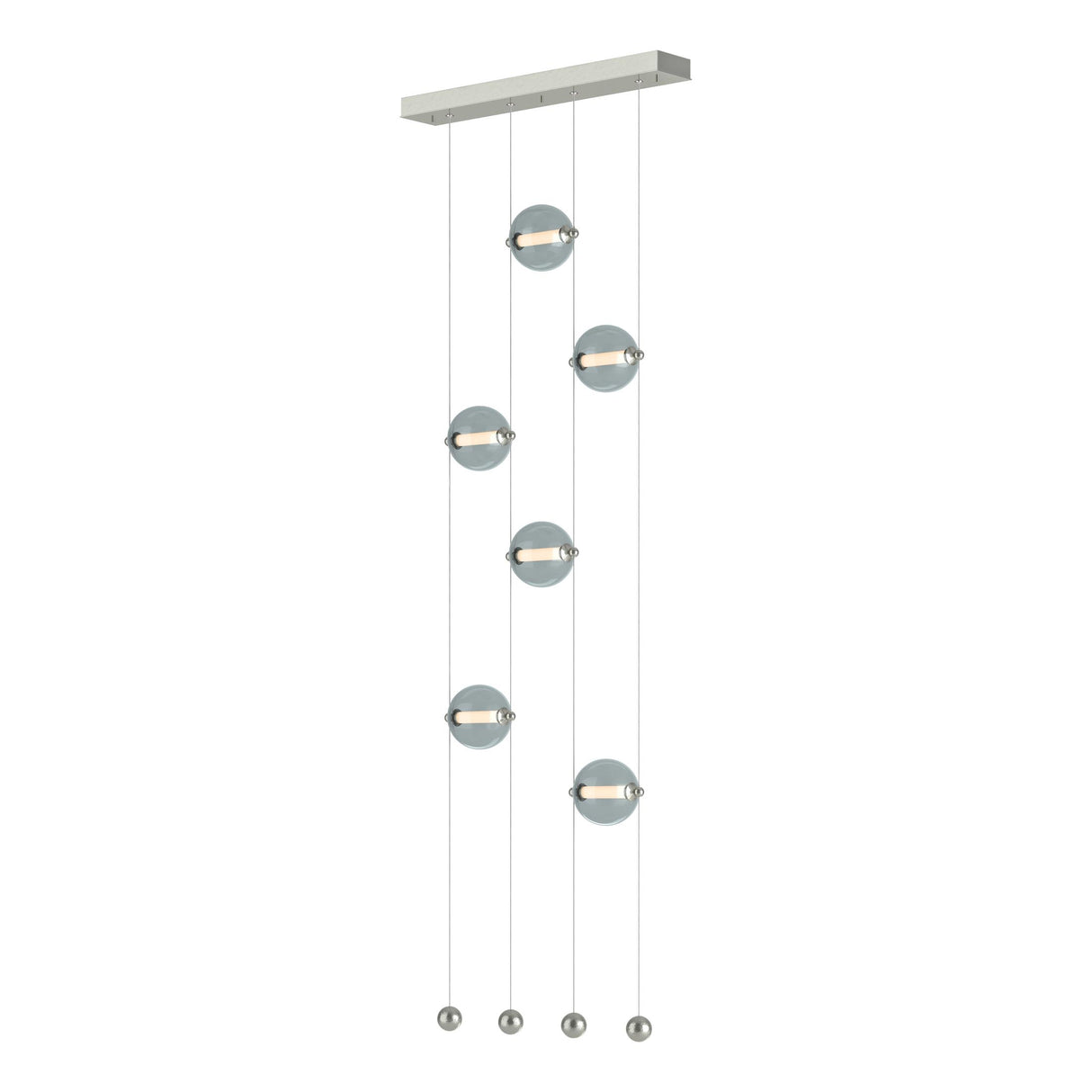 Hubbardton Forge 2020 Sterling Cool Grey Glass (YL) Standard Abacus 6-Light Ceiling-to-Floor LED Pendant