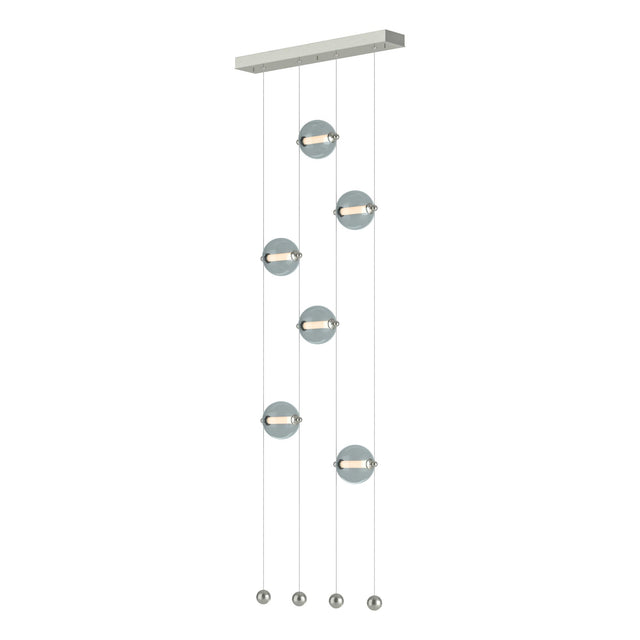 Hubbardton Forge 2020 Sterling Cool Grey Glass (YL) Standard Abacus 6-Light Ceiling-to-Floor LED Pendant