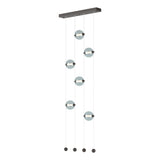 Hubbardton Forge 2020 Oil Rubbed Bronze Cool Grey Glass (YL) Standard Abacus 6-Light Ceiling-to-Floor LED Pendant