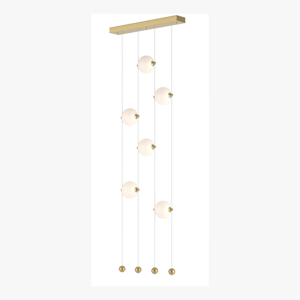 Hubbardton Forge 2020 Modern Brass Opal Glass (GG) Standard Abacus 6-Light Ceiling-to-Floor LED Pendant