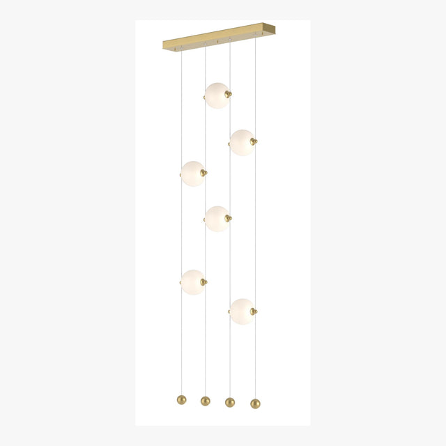 Hubbardton Forge 2020 Modern Brass Opal Glass (GG) Standard Abacus 6-Light Ceiling-to-Floor LED Pendant