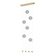 Hubbardton Forge 2020 Modern Brass Cool Grey Glass (YL) Standard Abacus 6-Light Ceiling-to-Floor LED Pendant