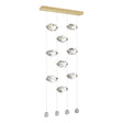 Hubbardton Forge 2023 Modern Brass Crystal Standard Gatsby 9-Light LED Pendant