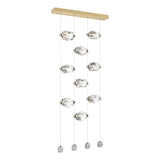 Hubbardton Forge 2023 Modern Brass Crystal Standard Gatsby 9-Light LED Pendant