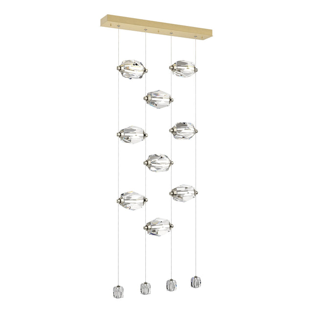 Hubbardton Forge 2023 Modern Brass Crystal Standard Gatsby 9-Light LED Pendant