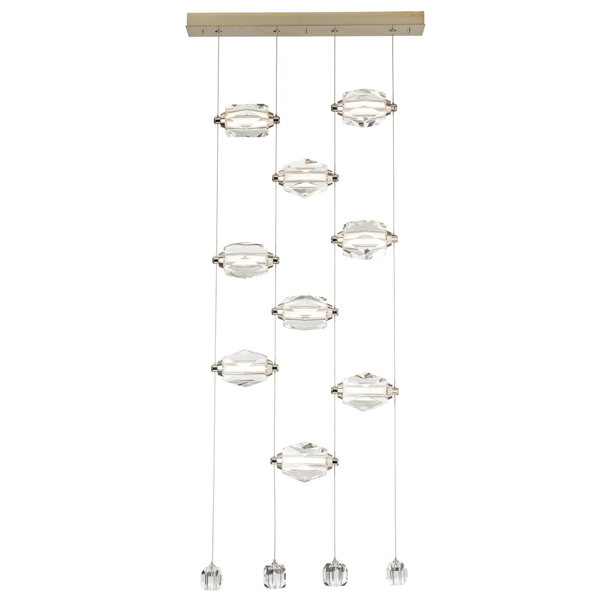 Hubbardton Forge 2023 Modern Brass Crystal Standard Gatsby 9-Light LED Pendant