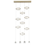 Hubbardton Forge 2023 Modern Brass Crystal Standard Gatsby 9-Light LED Pendant