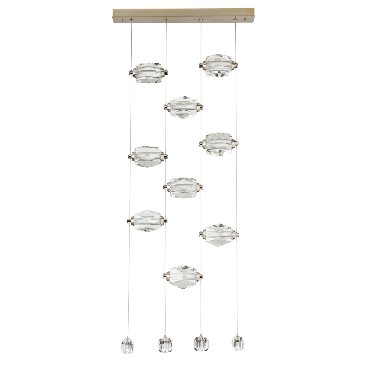 Hubbardton Forge 2023 Modern Brass Crystal Standard Gatsby 9-Light LED Pendant