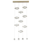 Hubbardton Forge 2023 Modern Brass Crystal Standard Gatsby 9-Light LED Pendant