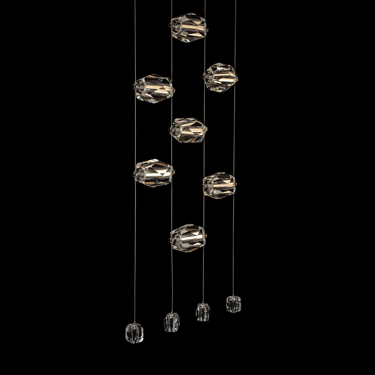 Hubbardton Forge 2023 Modern Brass Crystal Standard Gatsby 9-Light LED Pendant
