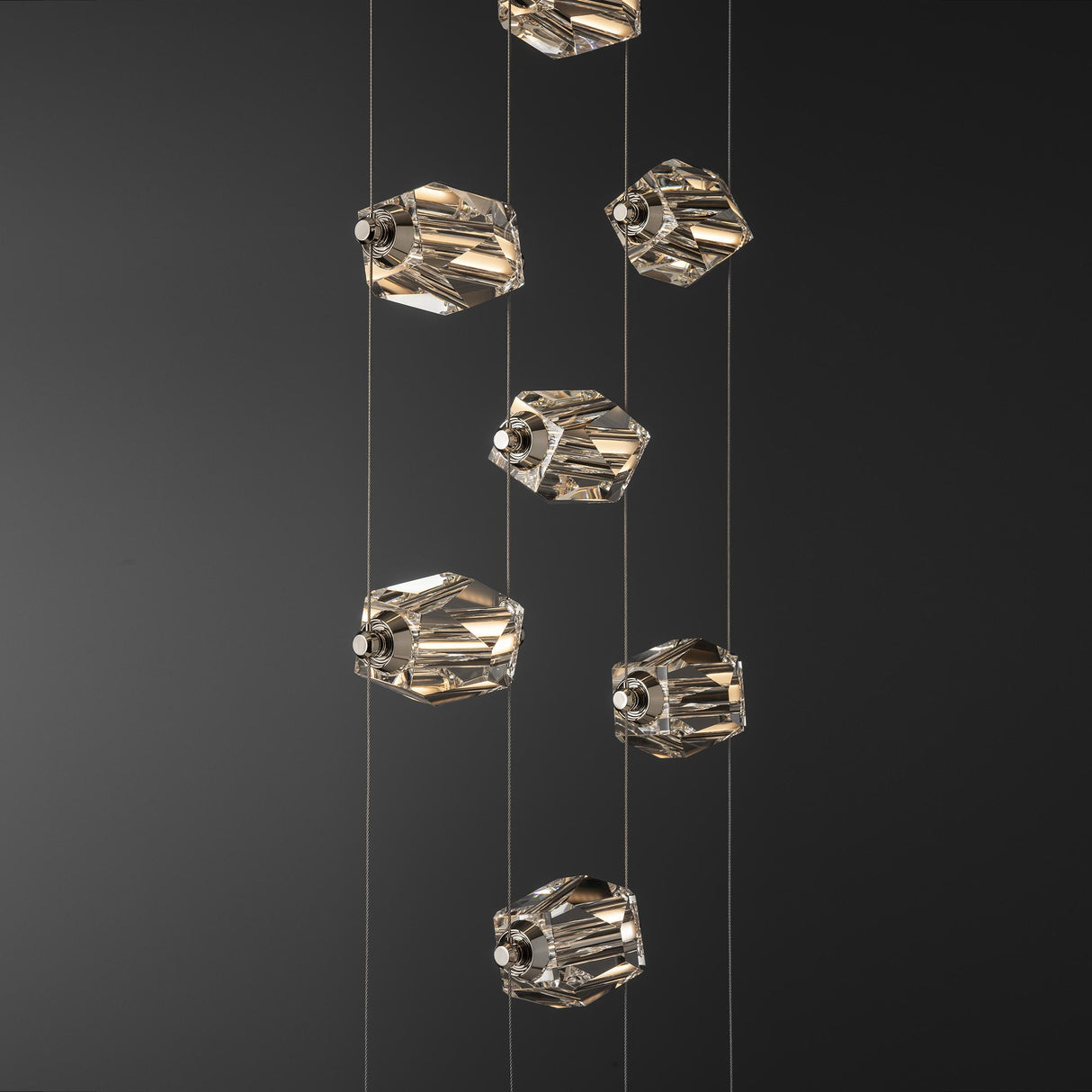Hubbardton Forge 2023 Modern Brass Crystal Standard Gatsby 9-Light LED Pendant