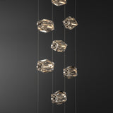 Hubbardton Forge 2023 Modern Brass Crystal Standard Gatsby 9-Light LED Pendant