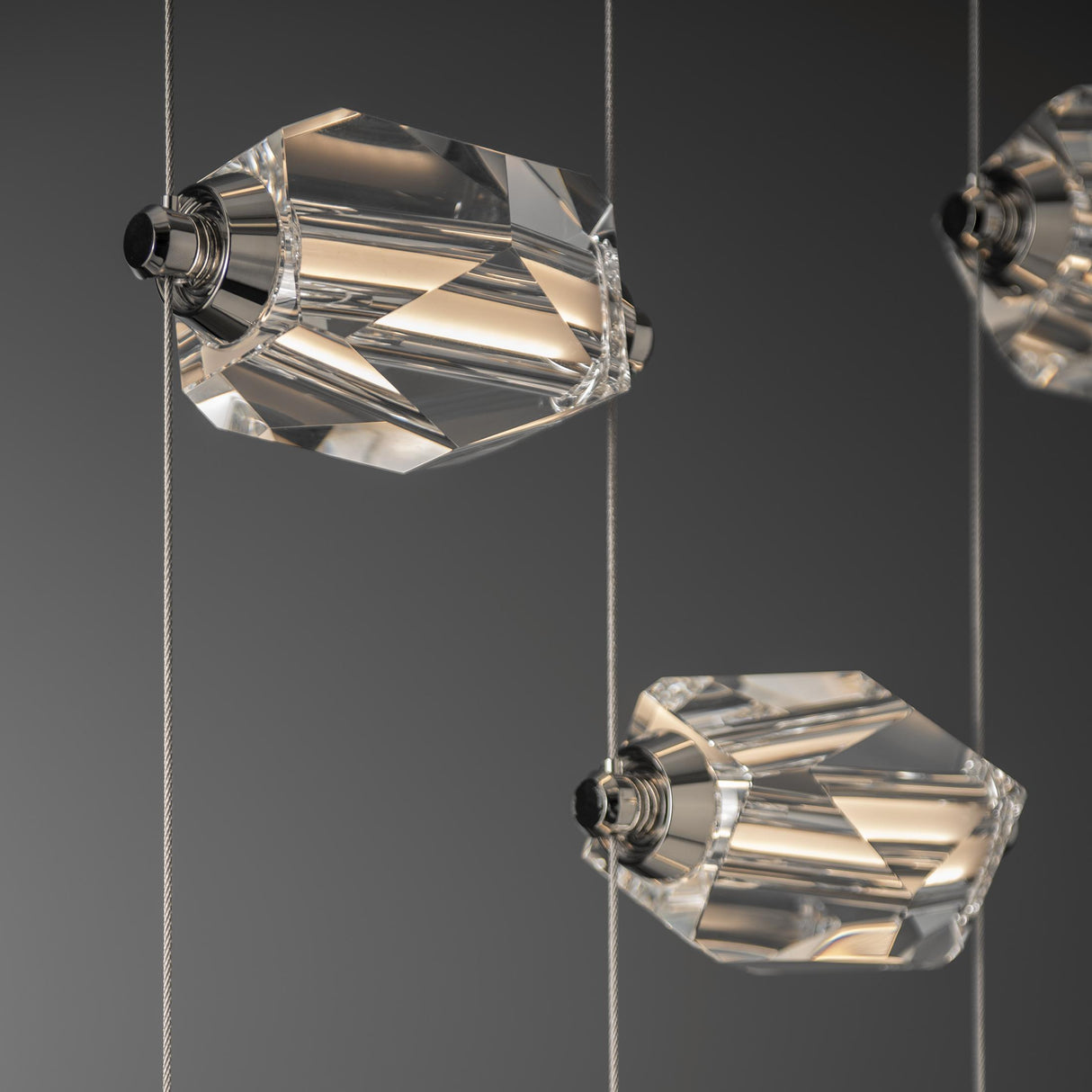 Hubbardton Forge 2023 Modern Brass Crystal Standard Gatsby 9-Light LED Pendant