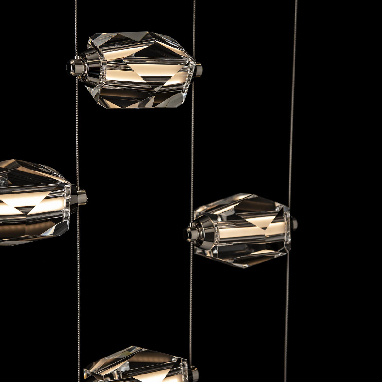 Hubbardton Forge 2023 Modern Brass Crystal Standard Gatsby 9-Light LED Pendant