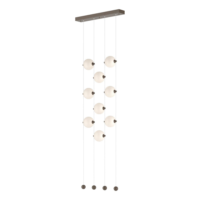 Hubbardton Forge 2020 Bronze Opal Glass (GG) Standard Abacus 9-Light Ceiling-to-Floor LED Pendant