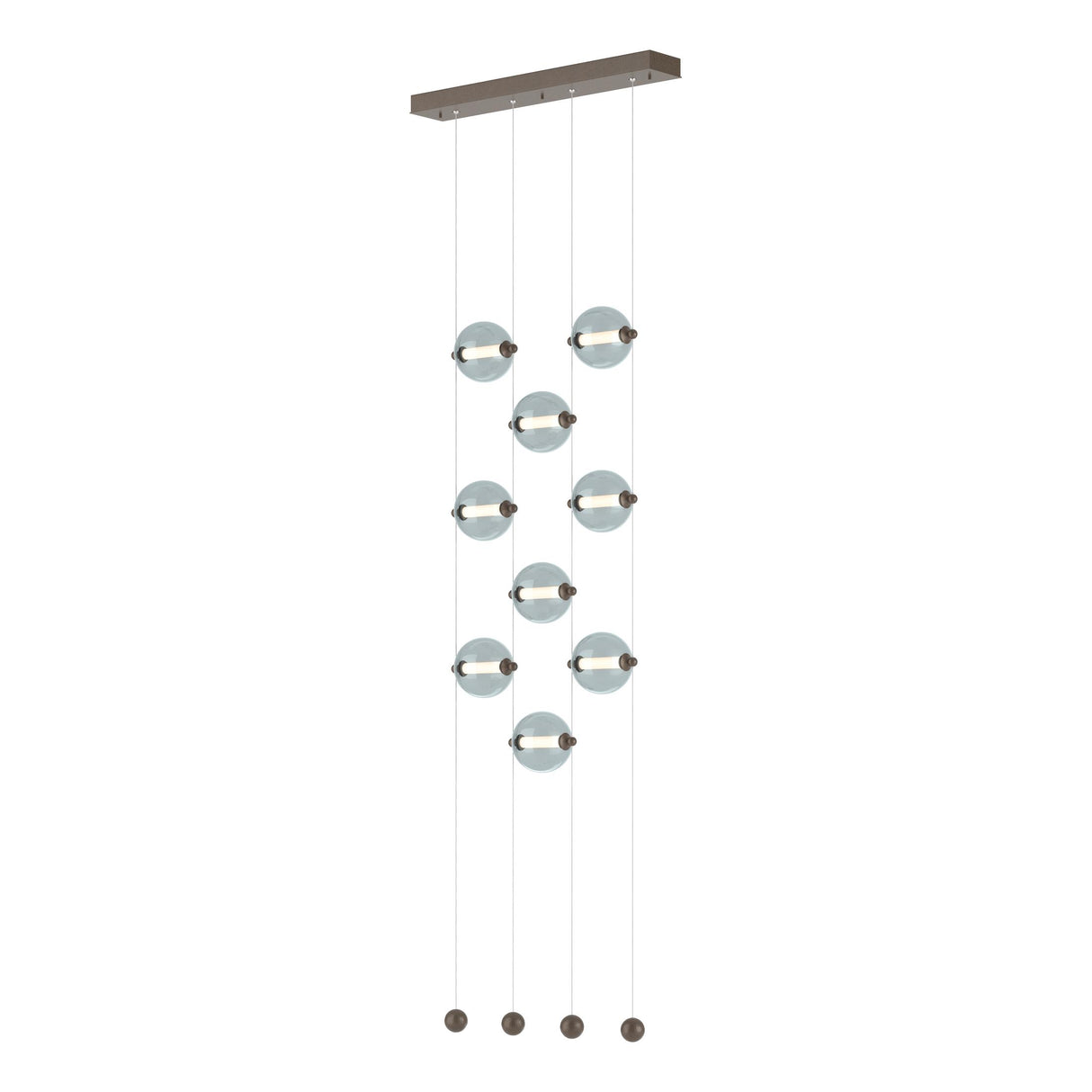 Hubbardton Forge 2020 Bronze Cool Grey Glass (YL) Standard Abacus 9-Light Ceiling-to-Floor LED Pendant