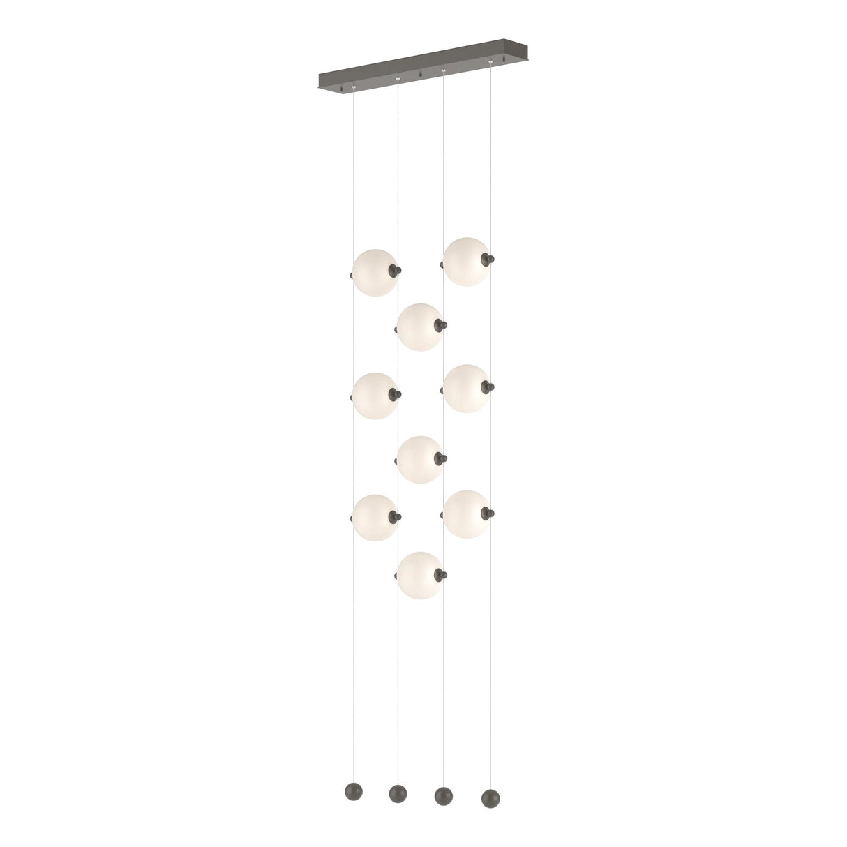 Hubbardton Forge 2020 Dark Smoke Opal Glass (GG) Standard Abacus 9-Light Ceiling-to-Floor LED Pendant