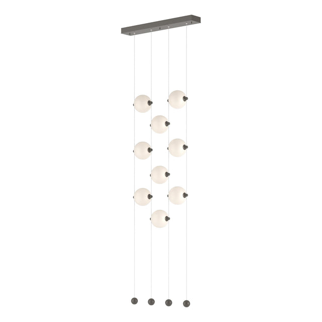 Hubbardton Forge 2020 Dark Smoke Opal Glass (GG) Standard Abacus 9-Light Ceiling-to-Floor LED Pendant