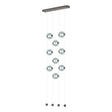 Hubbardton Forge 2020 Dark Smoke Cool Grey Glass (YL) Standard Abacus 9-Light Ceiling-to-Floor LED Pendant