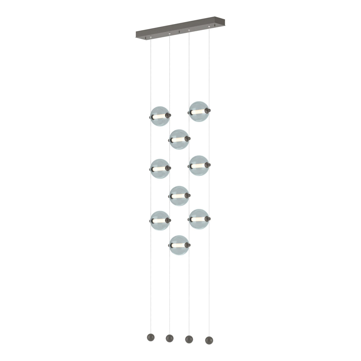 Hubbardton Forge 2020 Dark Smoke Cool Grey Glass (YL) Standard Abacus 9-Light Ceiling-to-Floor LED Pendant