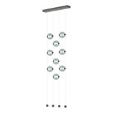 Hubbardton Forge 2020 Dark Smoke Cool Grey Glass (YL) Standard Abacus 9-Light Ceiling-to-Floor LED Pendant