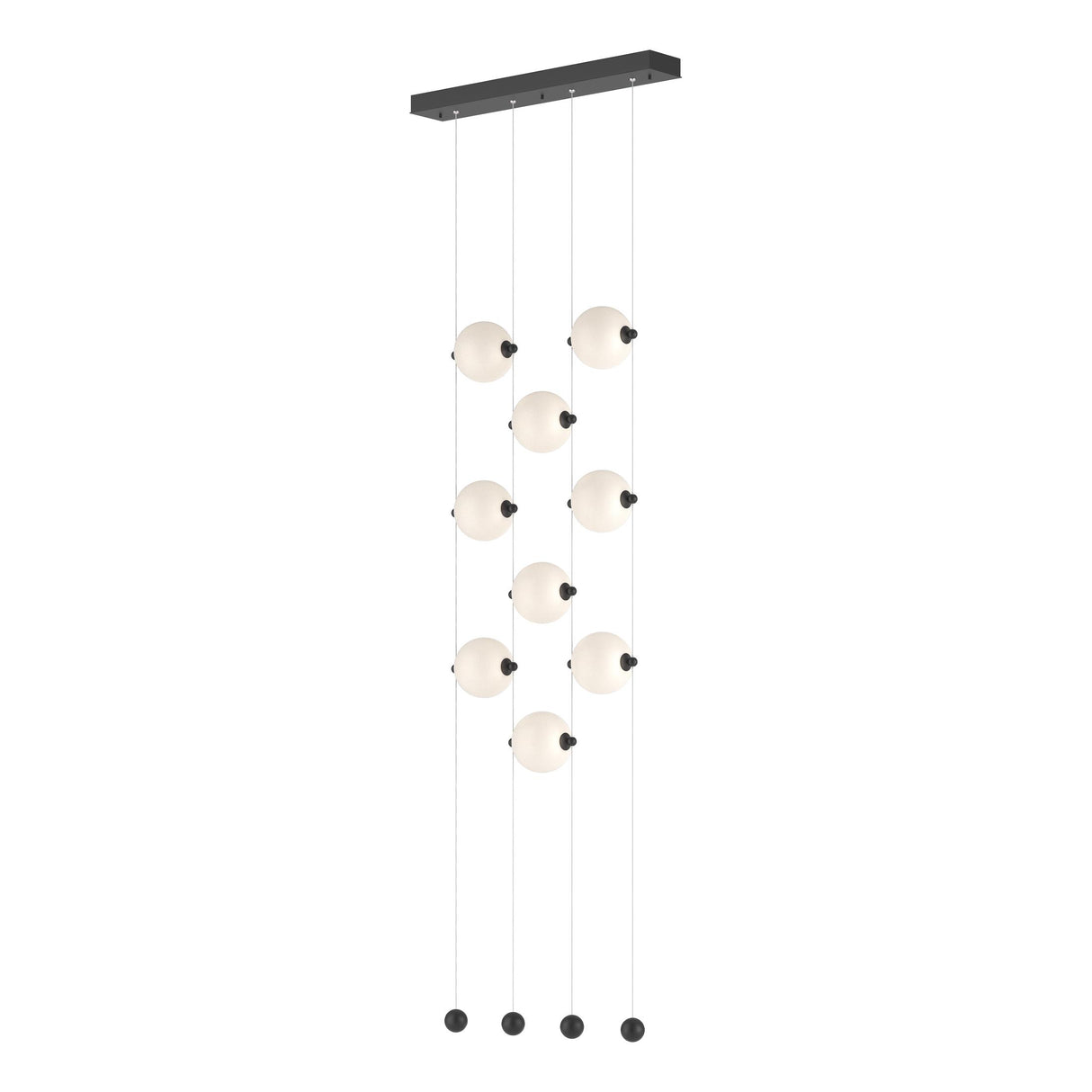 Hubbardton Forge 2020 Black Opal Glass (GG) Standard Abacus 9-Light Ceiling-to-Floor LED Pendant