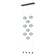 Hubbardton Forge 2020 Black Cool Grey Glass (YL) Standard Abacus 9-Light Ceiling-to-Floor LED Pendant