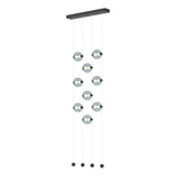 Hubbardton Forge 2020 Black Cool Grey Glass (YL) Standard Abacus 9-Light Ceiling-to-Floor LED Pendant