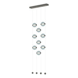 Hubbardton Forge 2020 Natural Iron Cool Grey Glass (YL) Standard Abacus 9-Light Ceiling-to-Floor LED Pendant