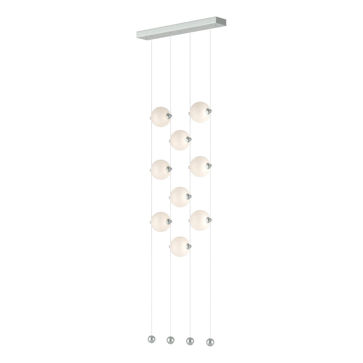 Hubbardton Forge 2020 Vintage Platinum Opal Glass (GG) Standard Abacus 9-Light Ceiling-to-Floor LED Pendant