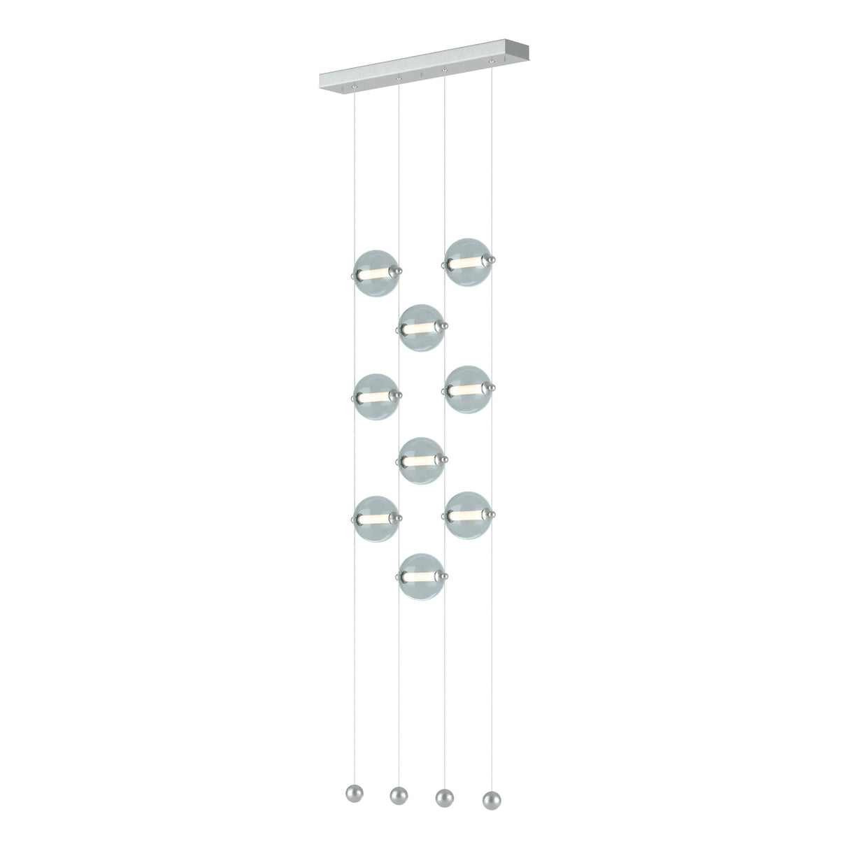 Hubbardton Forge 2020 Vintage Platinum Cool Grey Glass (YL) Standard Abacus 9-Light Ceiling-to-Floor LED Pendant