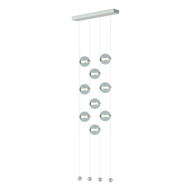 Hubbardton Forge 2020 Vintage Platinum Cool Grey Glass (YL) Standard Abacus 9-Light Ceiling-to-Floor LED Pendant