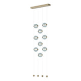 Hubbardton Forge 2020 Soft Gold Cool Grey Glass (YL) Standard Abacus 9-Light Ceiling-to-Floor LED Pendant