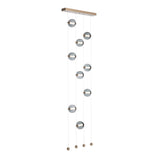 Hubbardton Forge 2020 Soft Gold Cool Grey Glass (YL) Standard Abacus 9-Light Ceiling-to-Floor LED Pendant