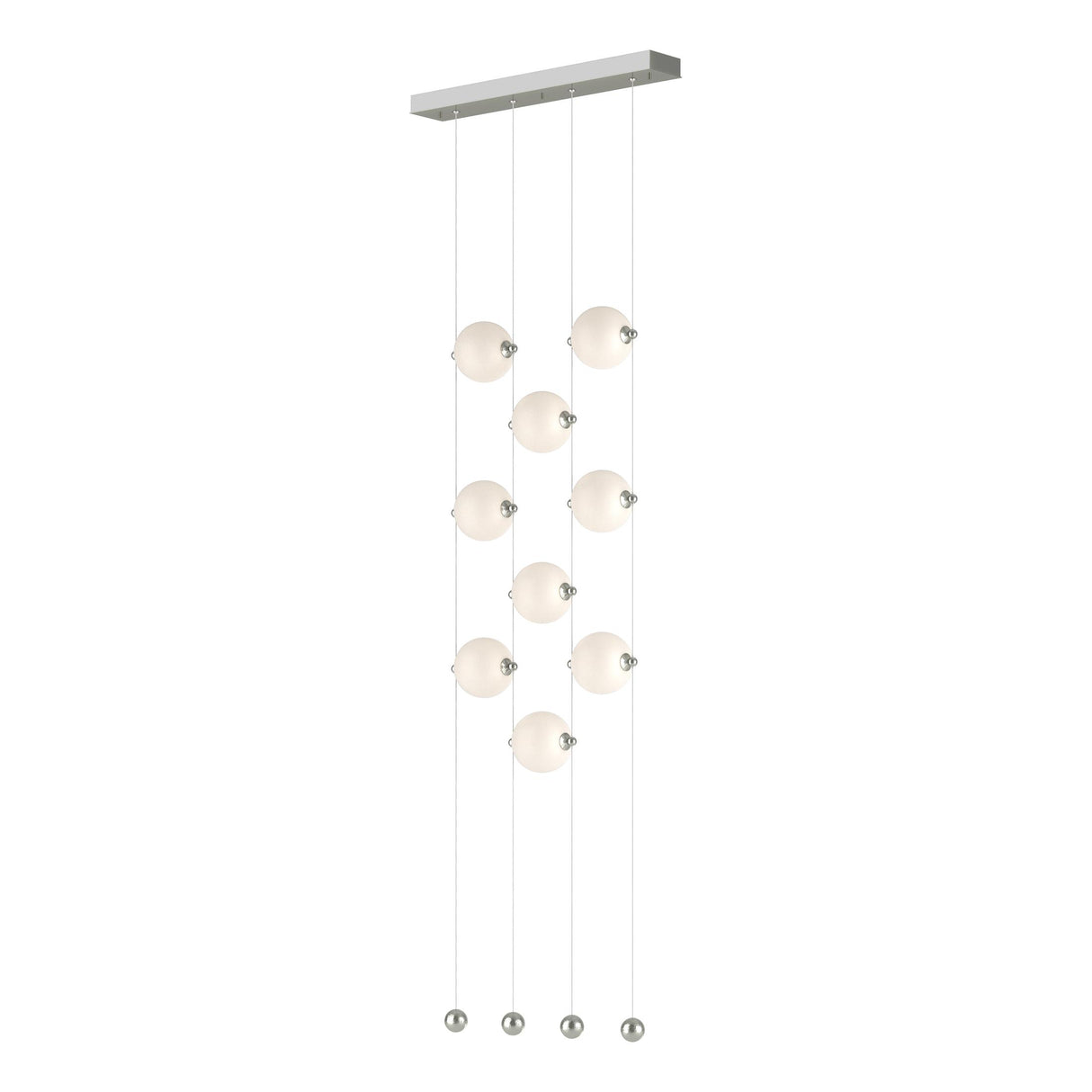 Hubbardton Forge 2020 Sterling Opal Glass (GG) Standard Abacus 9-Light Ceiling-to-Floor LED Pendant