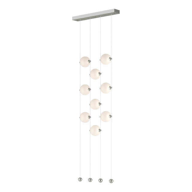 Hubbardton Forge 2020 Sterling Opal Glass (GG) Standard Abacus 9-Light Ceiling-to-Floor LED Pendant