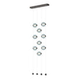 Hubbardton Forge 2020 Oil Rubbed Bronze Cool Grey Glass (YL) Standard Abacus 9-Light Ceiling-to-Floor LED Pendant