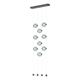 Hubbardton Forge 2020 Oil Rubbed Bronze Cool Grey Glass (YL) Standard Abacus 9-Light Ceiling-to-Floor LED Pendant