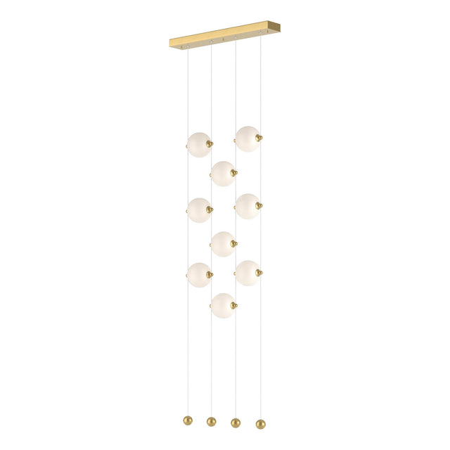 Hubbardton Forge 2020 Modern Brass Opal Glass (GG) Standard Abacus 9-Light Ceiling-to-Floor LED Pendant