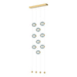 Hubbardton Forge 2020 Modern Brass Cool Grey Glass (YL) Standard Abacus 9-Light Ceiling-to-Floor LED Pendant