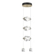 Hubbardton Forge 2023 Modern Brass Crystal Standard Gatsby 3-Light LED Pendant
