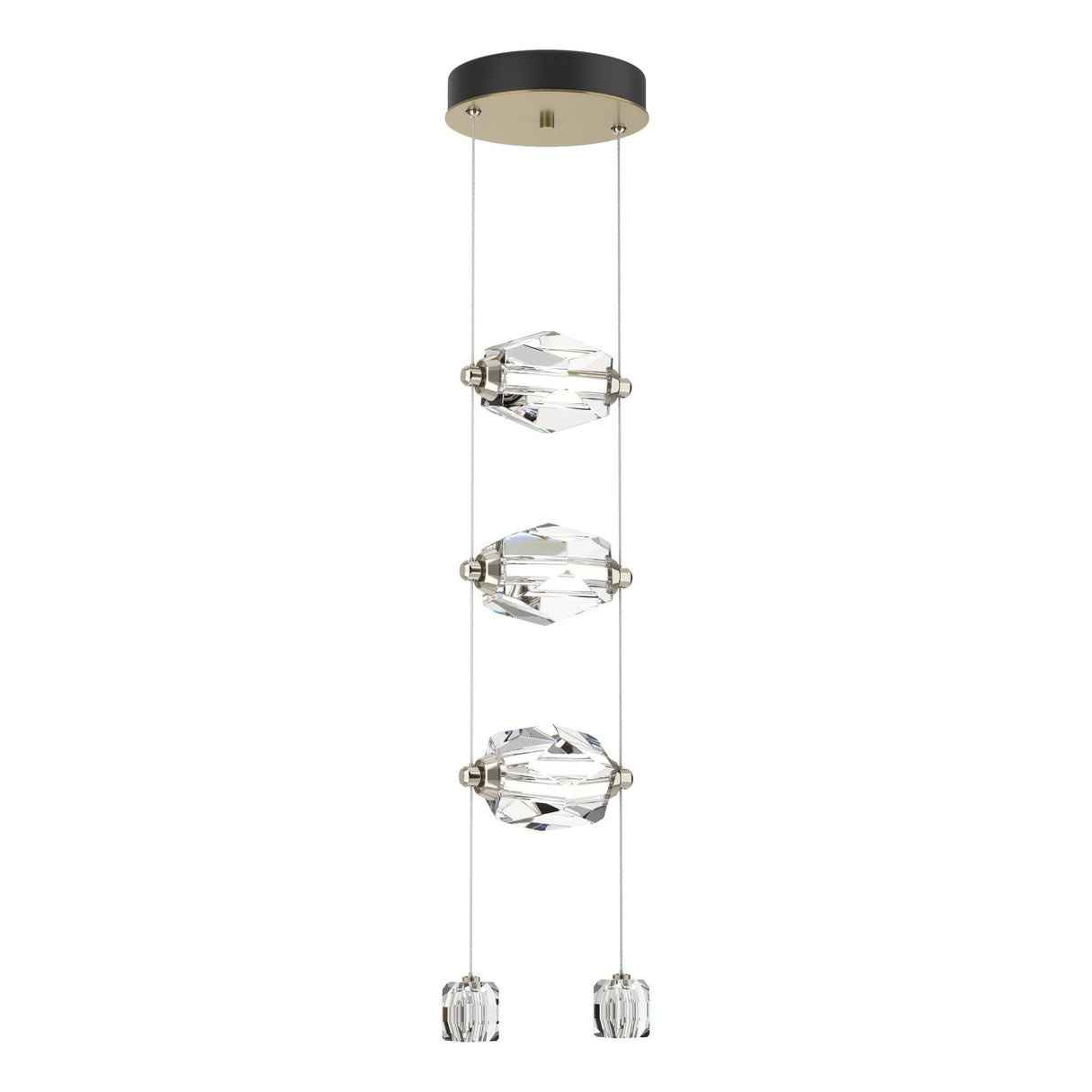 Hubbardton Forge 2023 Modern Brass Crystal Standard Gatsby 3-Light LED Pendant