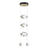 Hubbardton Forge 2023 Modern Brass Crystal Standard Gatsby 3-Light LED Pendant