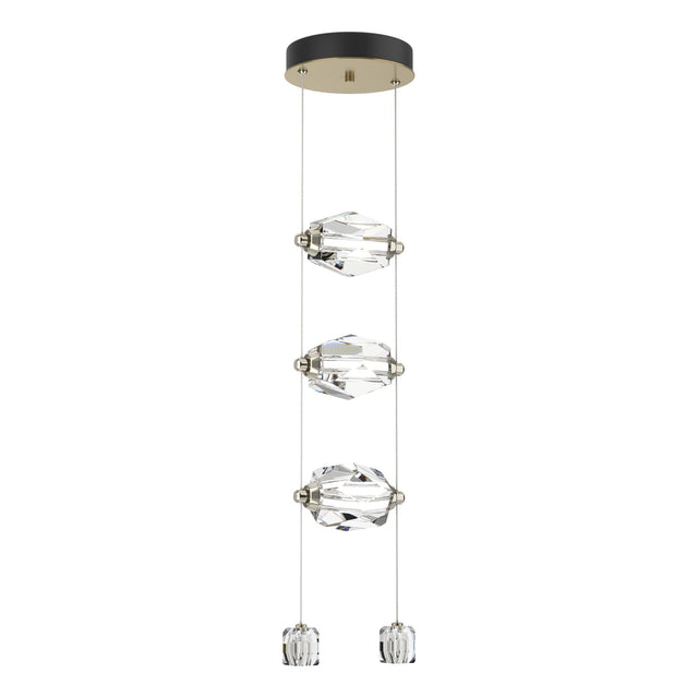 Hubbardton Forge 2023 Modern Brass Crystal Standard Gatsby 3-Light LED Pendant