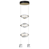 Hubbardton Forge 2023 Modern Brass Crystal Standard Gatsby 3-Light LED Pendant